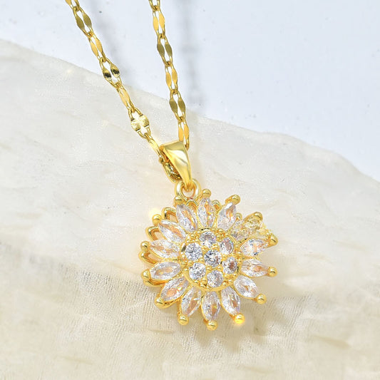 Light luxury rotatable sunflower necklace